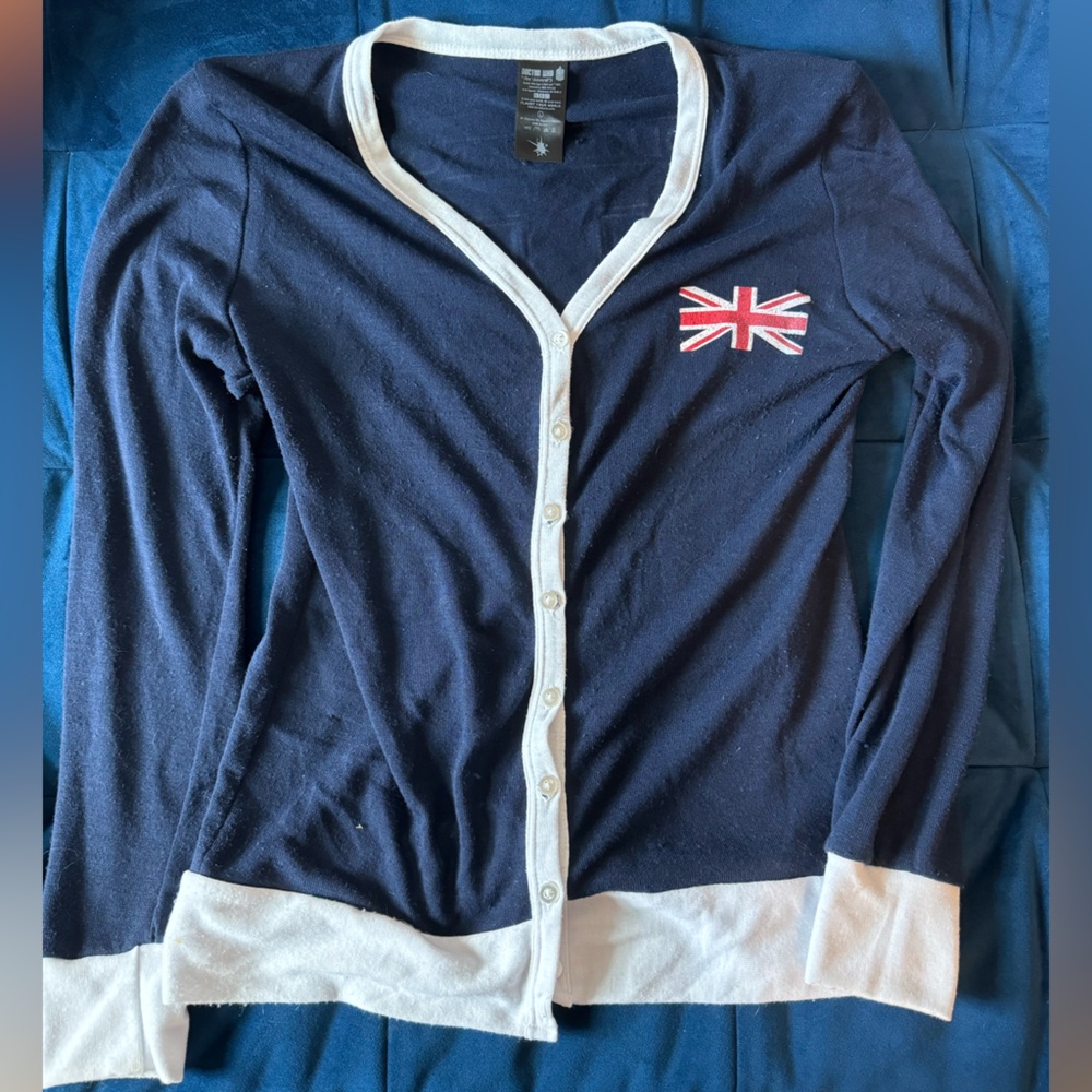 Doctor Who Cardigan featuring TARDIS on the back. Her Universe Size Large